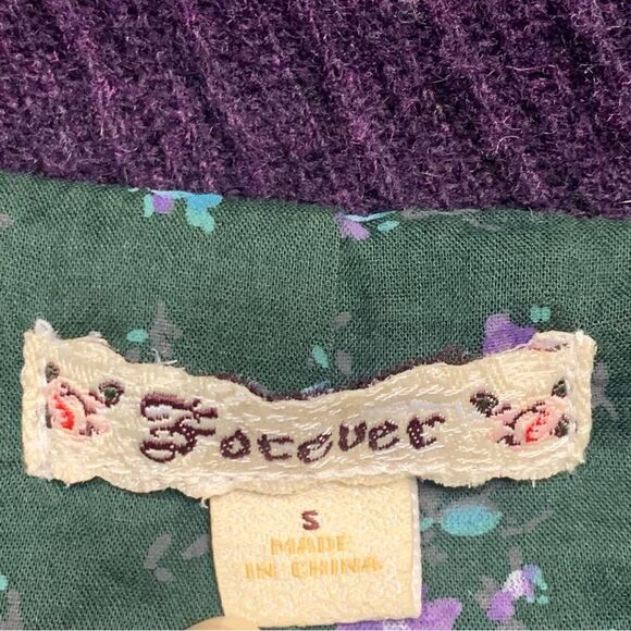 Forever 21 Purple Tweed or Corduroy Peacoat Jacket Small - Picture 4 of 6